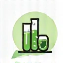 Eine Ikone, die ein Reagenzglas und ein Blatt darstellt, um wissenschaftlich fundierte Methoden und Natur zu symbolisieren.